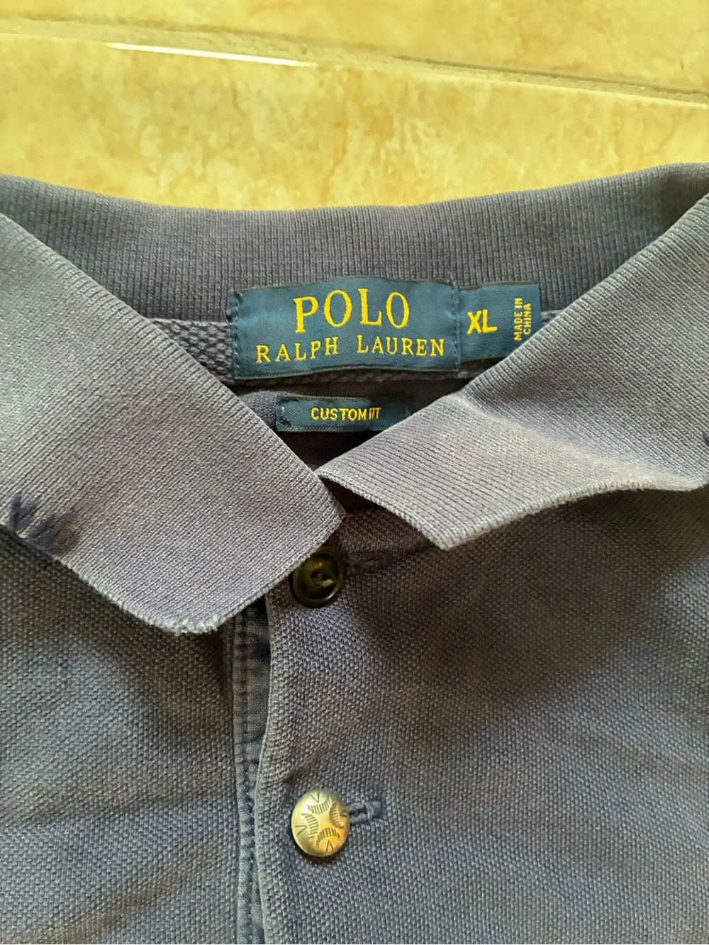 Polo by Ralph Lauren Navy Polo with American Flag Back Patch